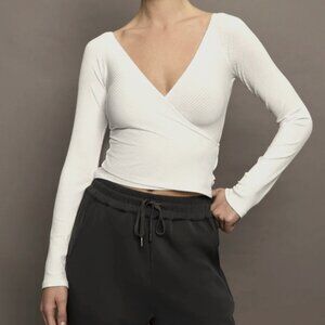 Carbon38 Long Sleeve Wrap Top Ribbed- NWT Sz Large